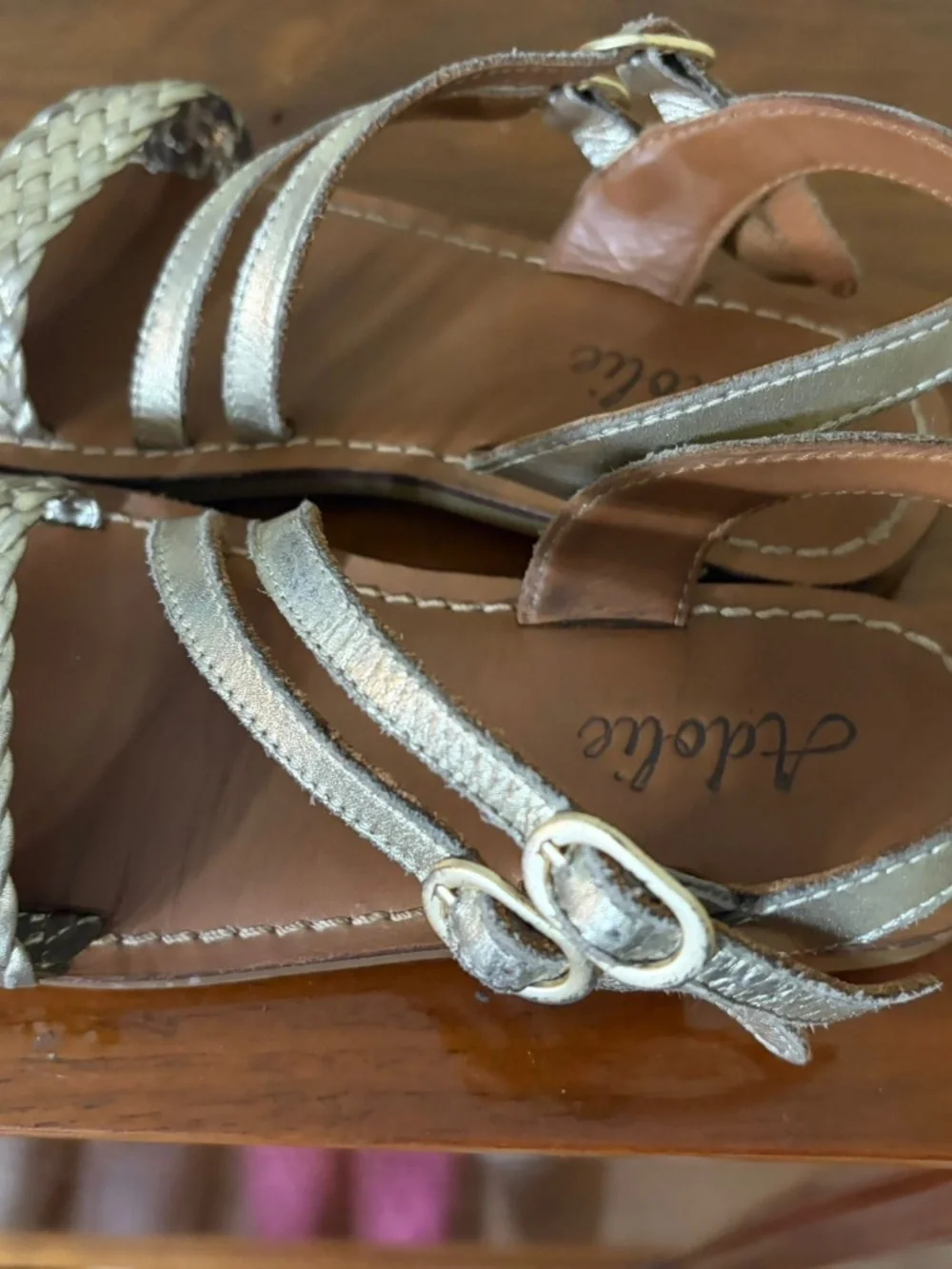 Amalie leather gold sandals, size 32
